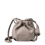 Lieblingstasche Fleur taupe leather drawstring bucket bag with adjustable shoulder strap