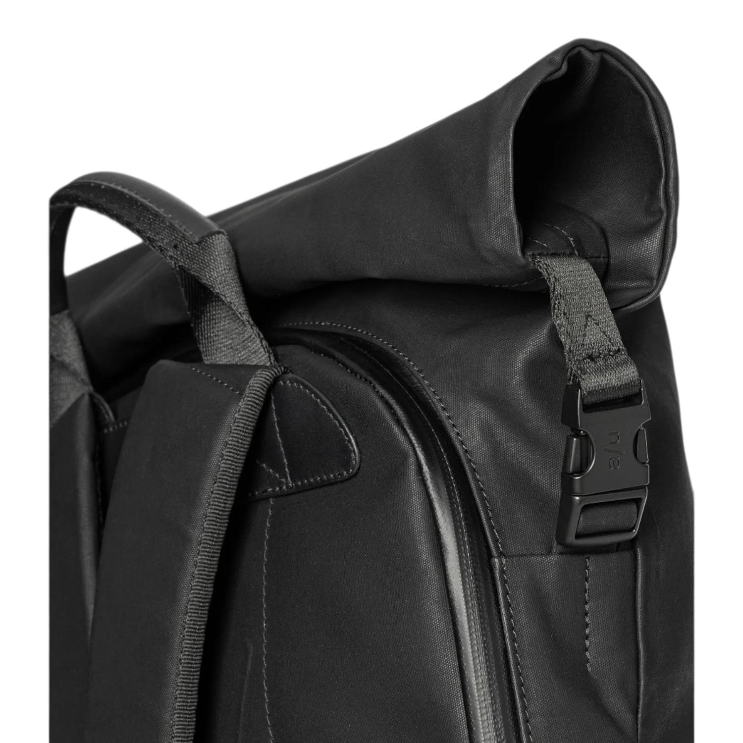 Lieblingstasche a/u by aunts & uncles Fukui black rolltop backpack with water-repellent coated canvas and leather trim