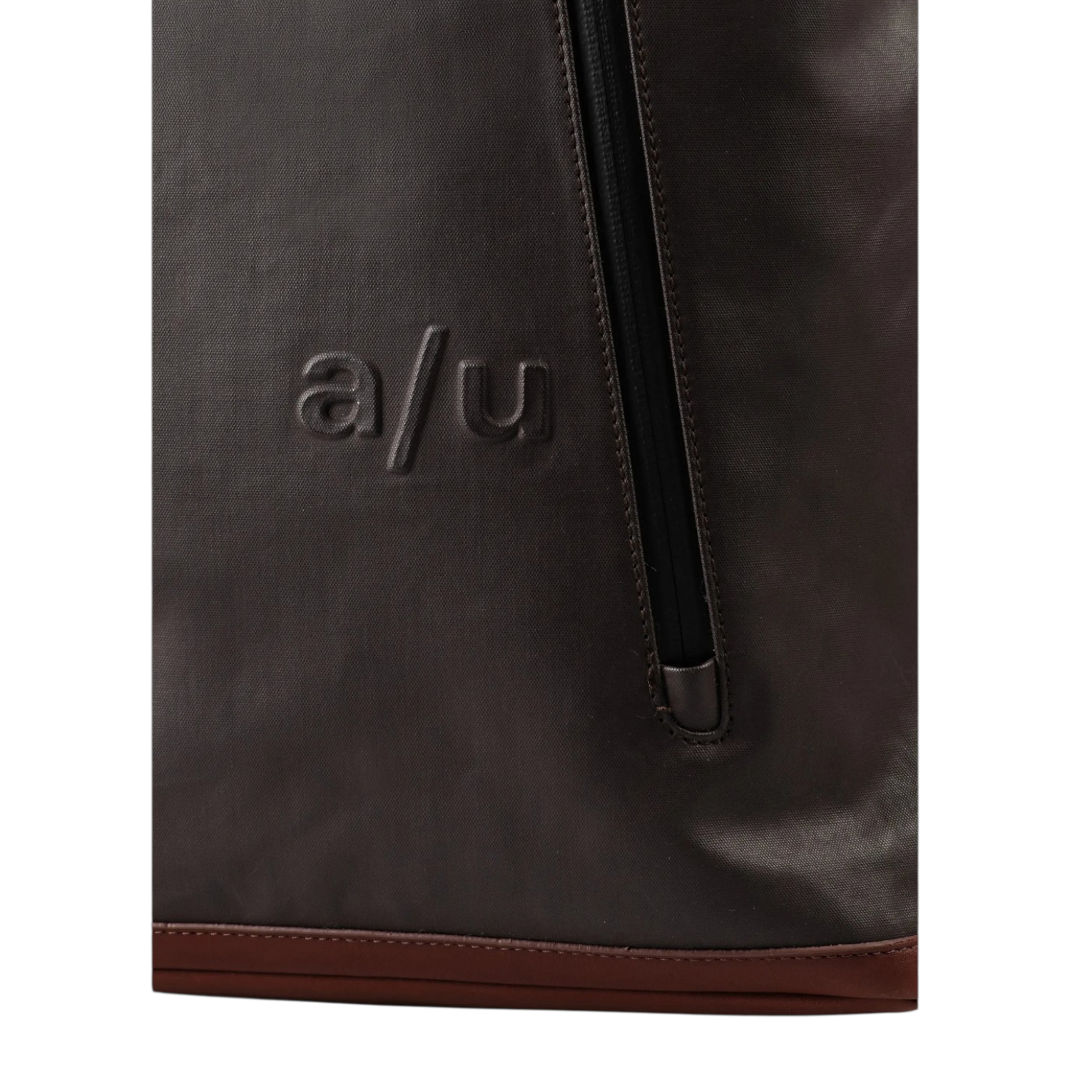 Lieblingstasche a/u by aunts & uncles Fukui backpack in dark brown coated canvas with leather trim and front zipper