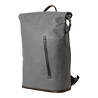 Lieblingstasche a/u by aunts & uncles Fukui grey rolltop backpack with water-repellent coated canvas and leather details.