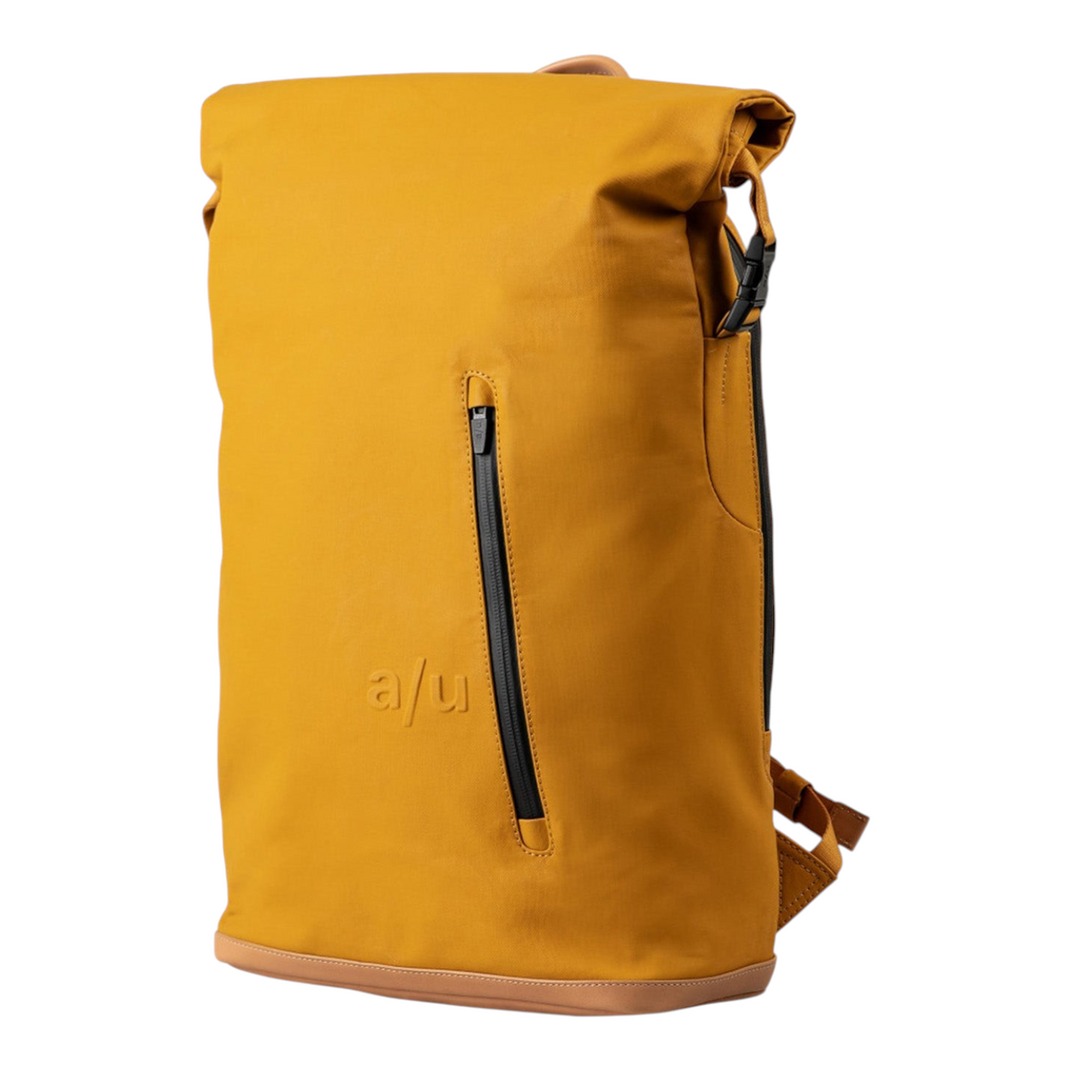 Lieblingstasche a/u by aunts & uncles Fukui rolltop backpack in mustard yellow coated canvas with leather details