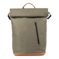 Lieblingstasche a/u by aunts & uncles Fukui rolltop backpack in olive green coated canvas with tan leather details.