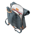 Lieblingstasche a/u by aunts & uncles Fukui rolltop backpack in blue coated canvas with tan leather details and open top