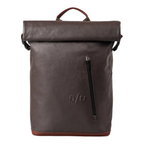 Lieblingstasche a/u by aunts & uncles Fukui rolltop backpack in dark brown coated canvas with leather details