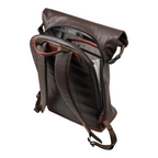Lieblingstasche a/u by aunts & uncles Fukui rolltop backpack in dark brown coated canvas with leather details