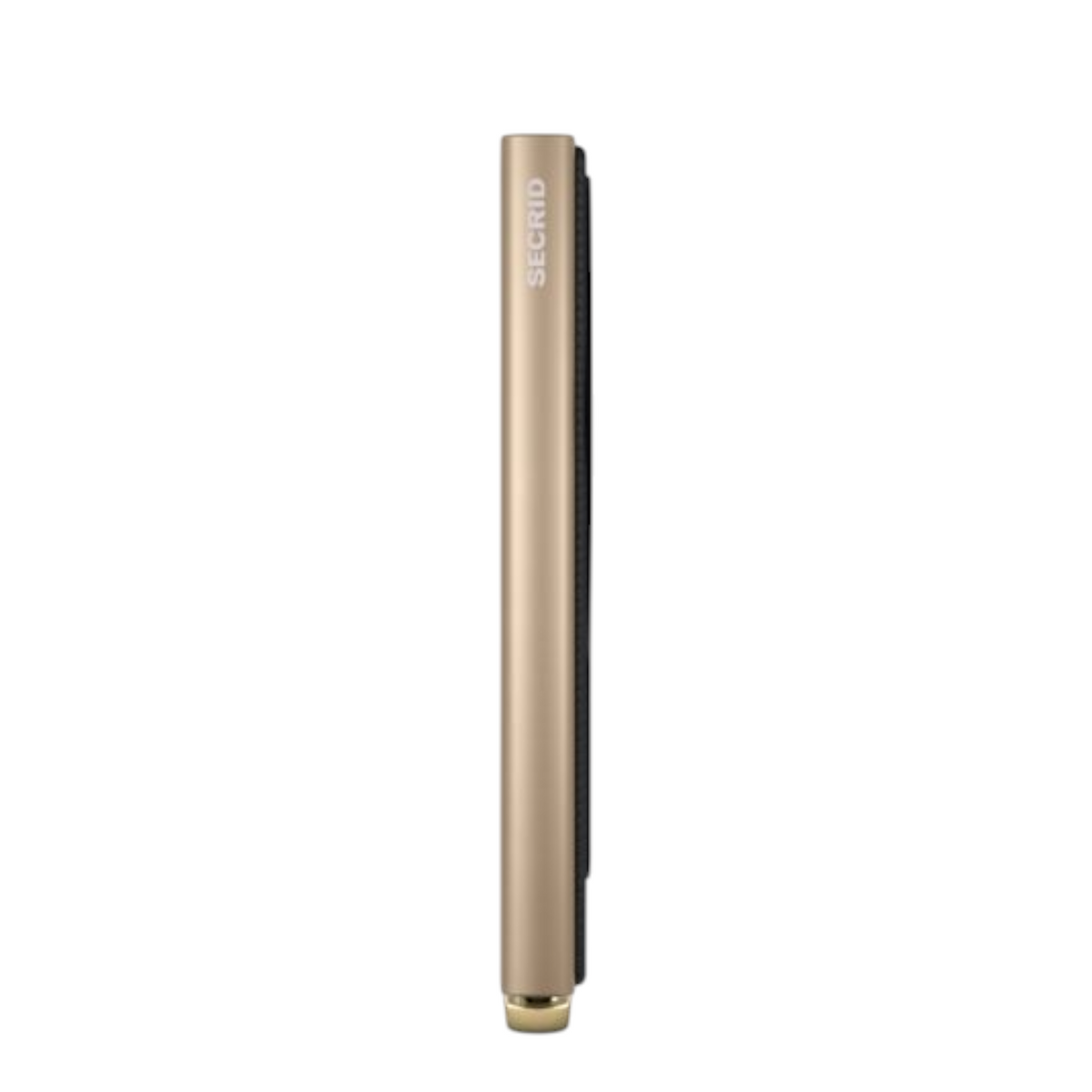 Lieblingstasche Secrid Cardprotector for MagSafe in gold with a fluted metal finish, side view.