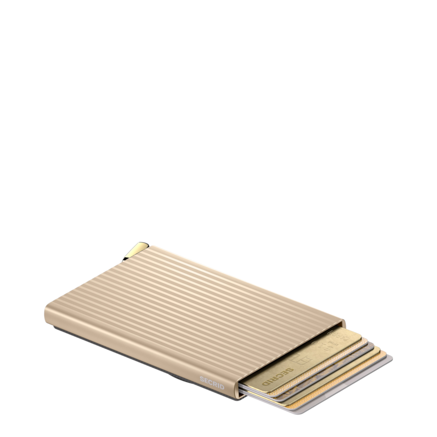Lieblingstasche gold fluted metal Cardprotector for MagSafe with cards partially extended