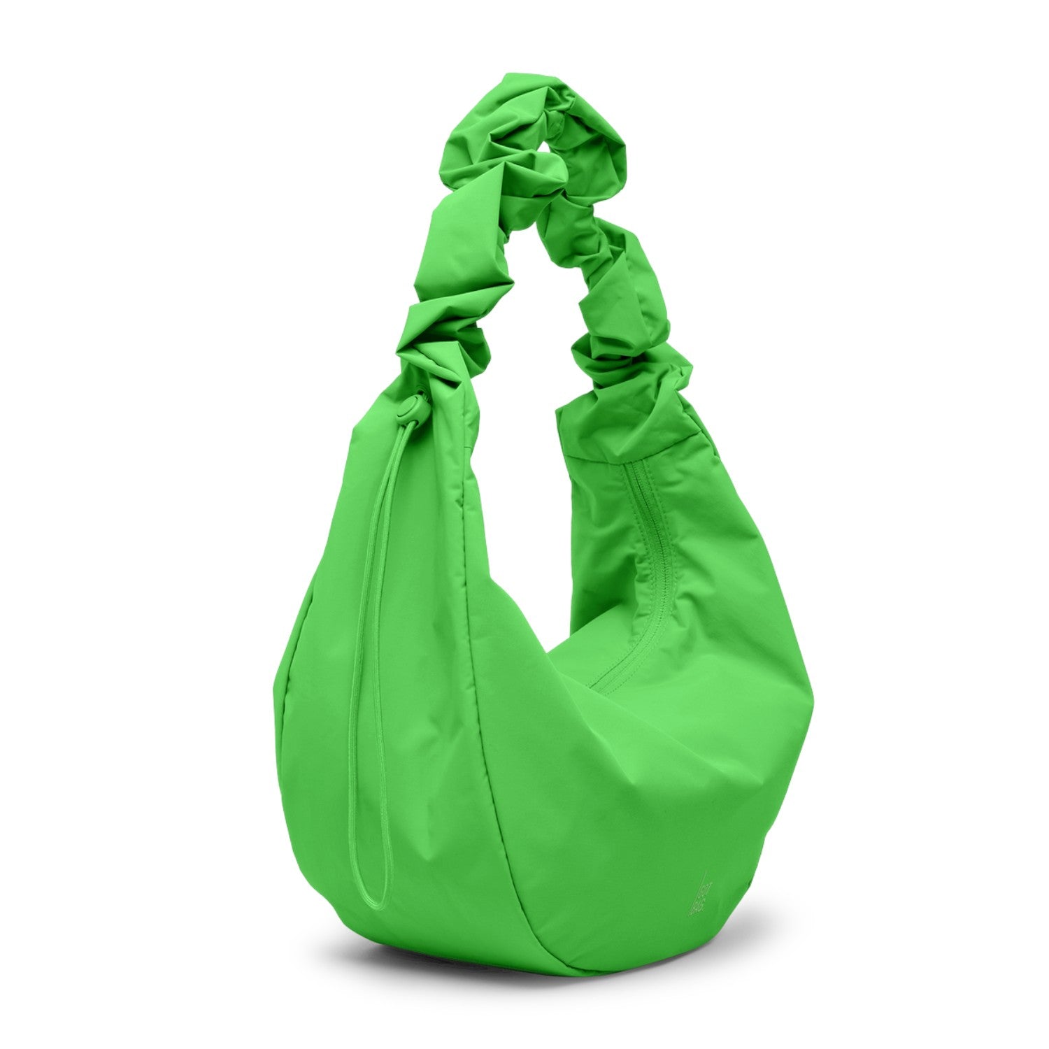 Lieblingstasche Moon Bag Ruffle Large in bright green with a gathered scrunchie-style shoulder strap
