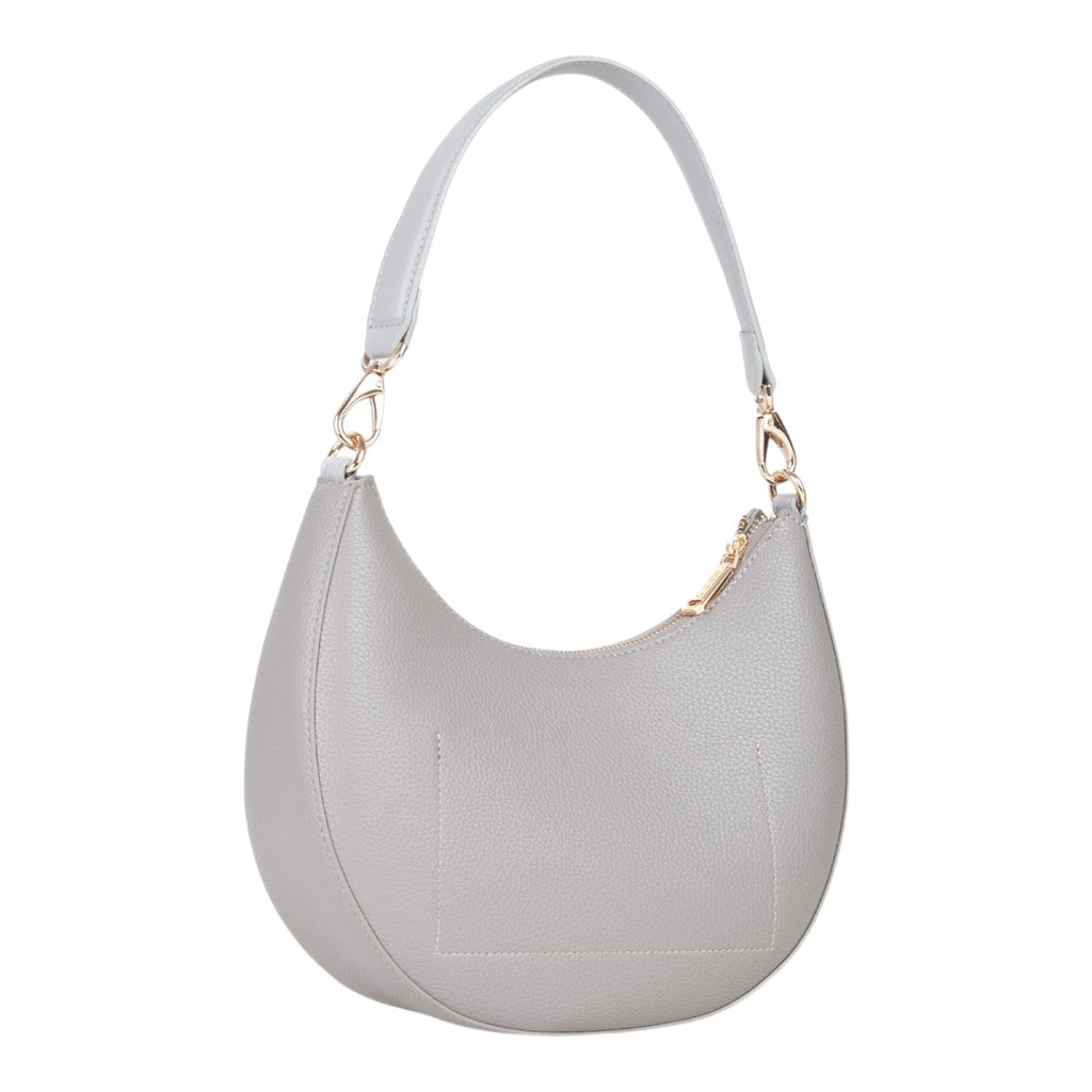 Lieblingstasche Alexia grey pebbled leather hobo bag with gold hardware and a single shoulder strap.