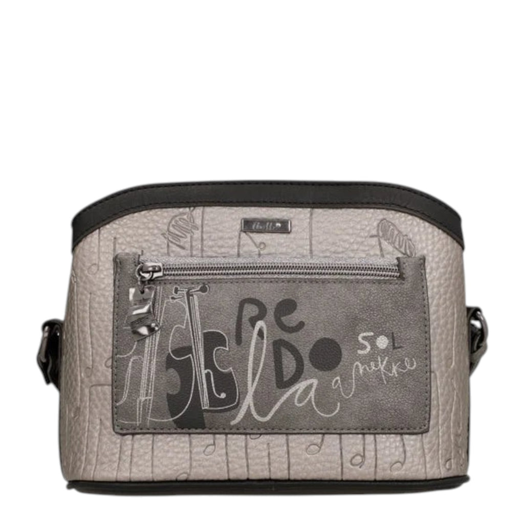 Lieblingstasche grey cross-body bag with musical note print and front zip pocket