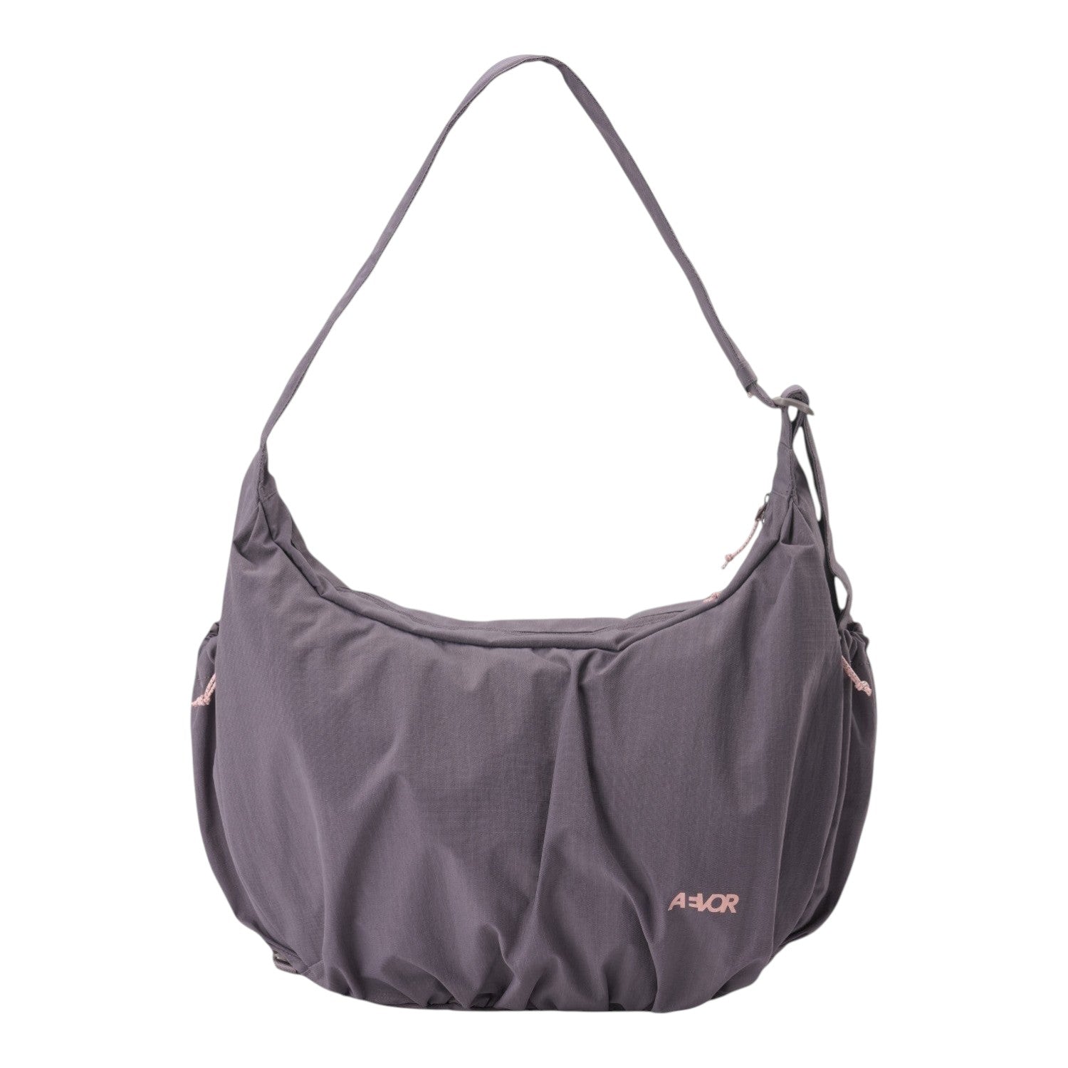 Lieblingstasche slouchy hobo bag in dark grey with adjustable shoulder strap and pink drawstring details