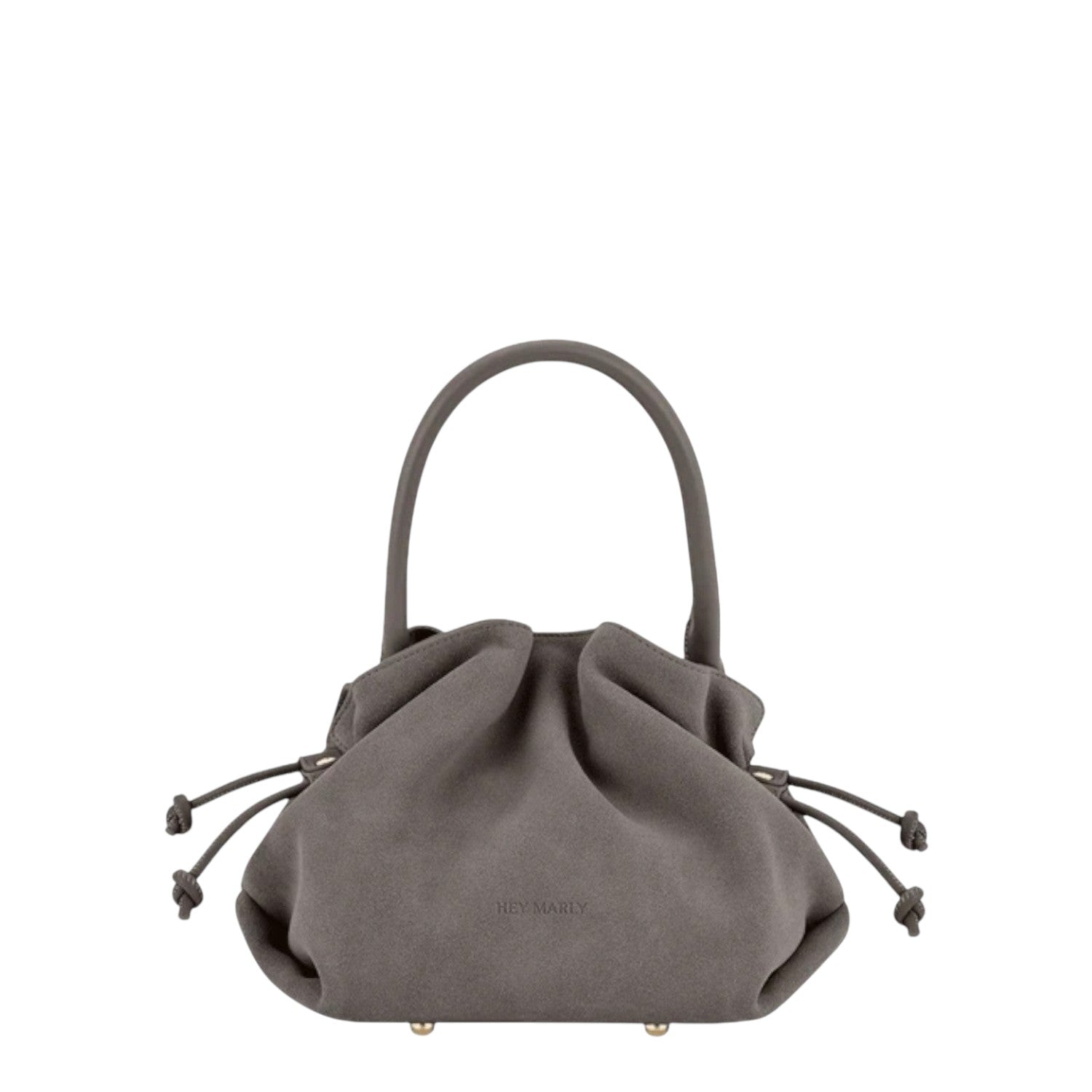 Lieblingstasche Cool Companion Suede S handbag in grey with drawstring sides and a structured top handle