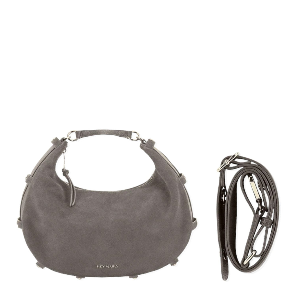 Lieblingstasche Lifetime Sister suede hobo bag in grey with a detachable shoulder strap