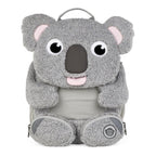 Lieblingstasche Großer Freund koala backpack in grey textured plush fabric with pink ears and nose details