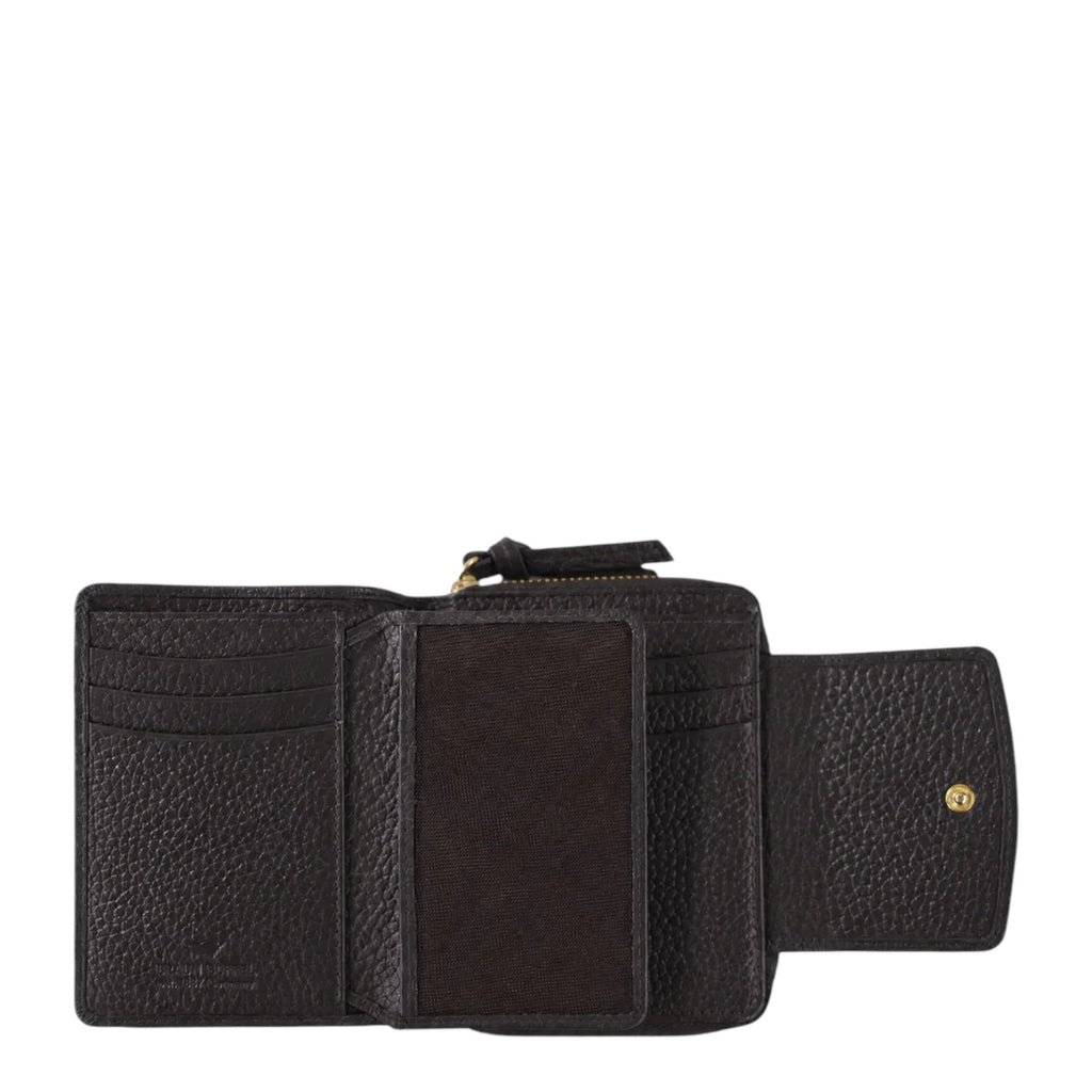 Lieblingstasche Hanna RFID wallet in black grained leather with card slots and snap button closure