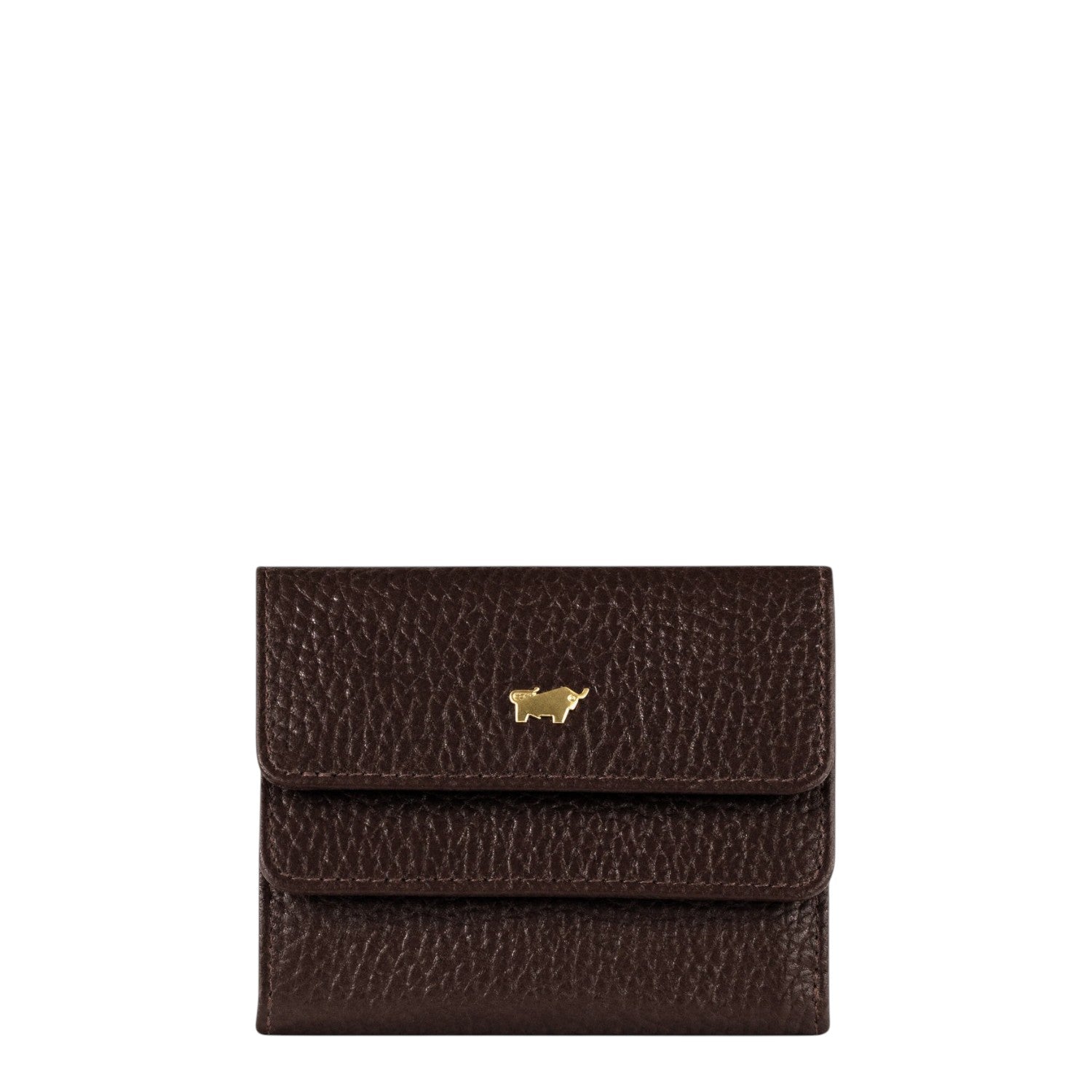 Lieblingstasche Hanna RFID wallet in dark brown grained leather with a gold-tone bull logo emblem