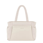Lieblingstasche Hellvi Cloud Medium tote bag in beige with quilted padding, side bottle pockets, and top handles.