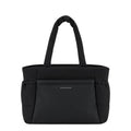Lieblingstasche Hellvi Cloud Medium black tote bag with padded texture, side bottle pockets, and front zip compartment
