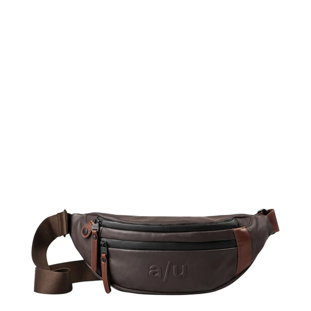 Lieblingstasche a/u by aunts & uncles Ichikawa brown coated canvas belt bag with leather details and water-resistant zips