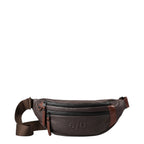 Lieblingstasche a/u by aunts & uncles Ichikawa brown coated canvas belt bag with leather details and water-resistant zips