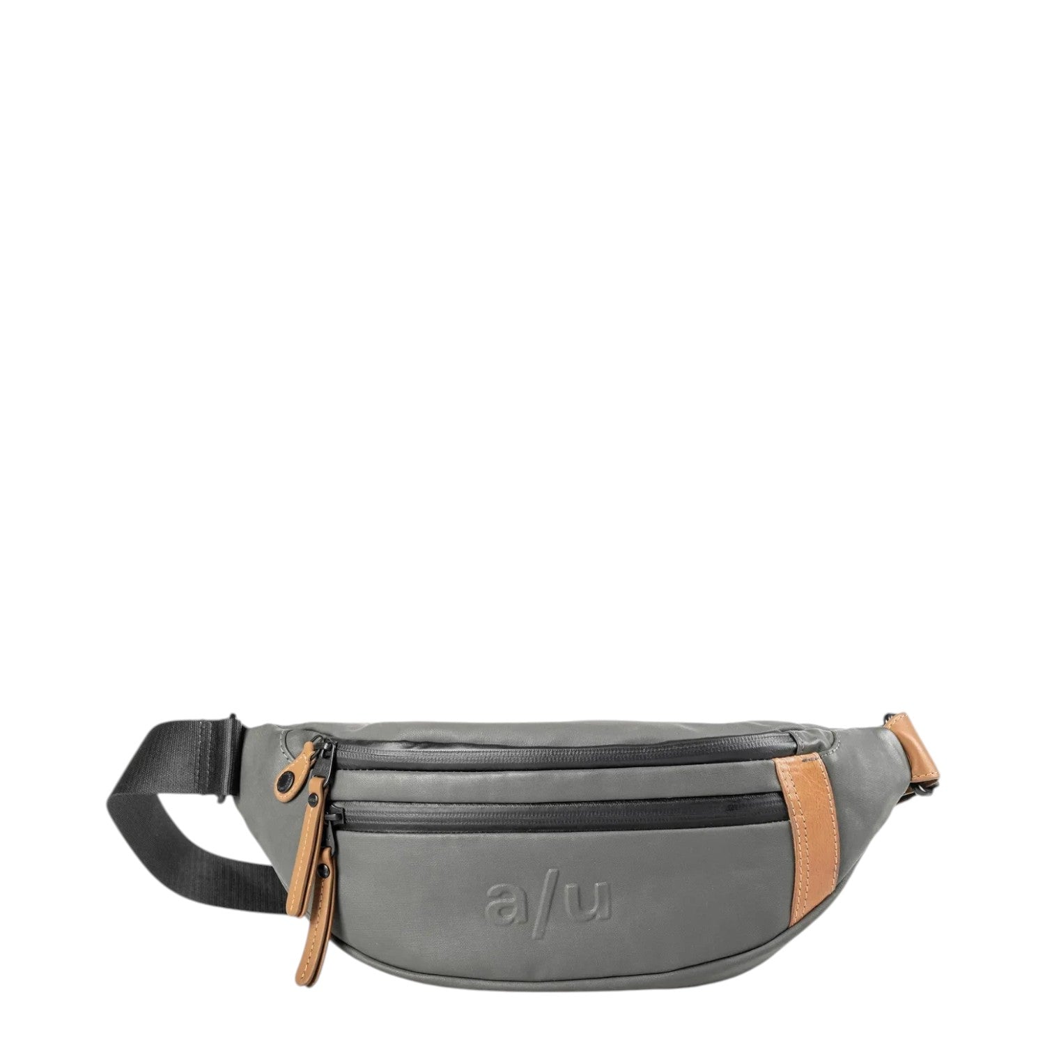 Lieblingstasche a/u by aunts & uncles Ichikawa grey coated canvas belt bag with leather details and water-repellent zips.