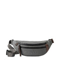 Lieblingstasche a/u by aunts & uncles Ichikawa grey waist bag in water-repellent coated canvas with leather details.