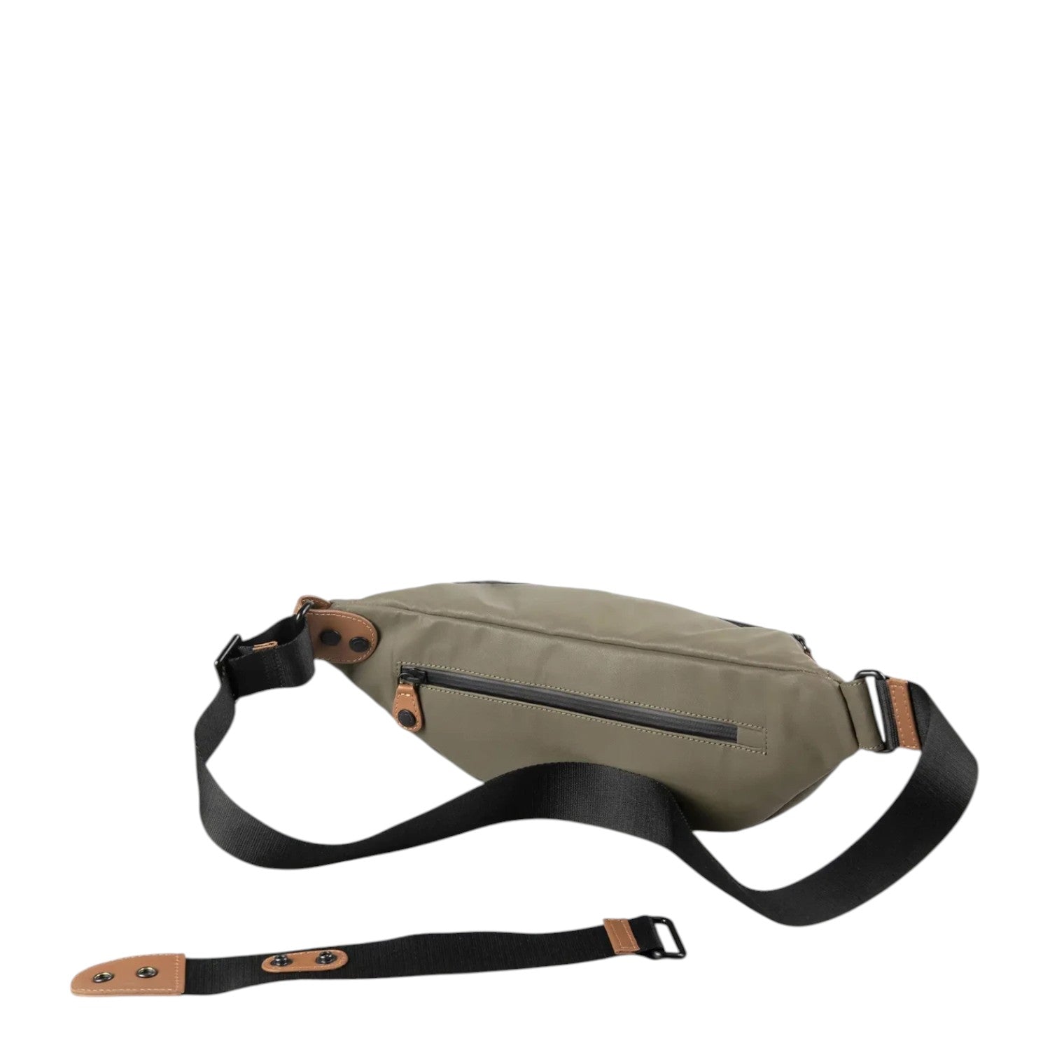 Lieblingstasche a/u by aunts & uncles Ichikawa belt bag in olive green coated canvas with leather details.