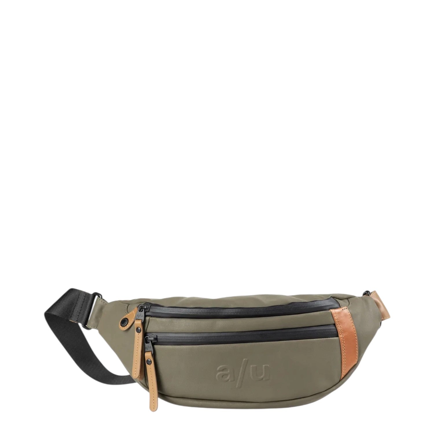 Lieblingstasche a/u by aunts & uncles Ichikawa belt bag in olive green coated canvas with leather details.