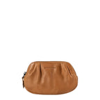 Lieblingstasche Jacy key case in tan premium leather with a gathered design and zip closure.