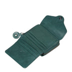 Lieblingstasche Judy dark green leather wallet with card slots and RFID protection, open view
