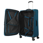 Lieblingstasche KICK OFF large expandable 4-wheel trolley suitcase in petrol blue with open interior compartments