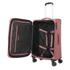Lieblingstasche KICK OFF medium expandable 4-wheel trolley suitcase in dusty rose with open interior and straps