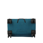Lieblingstasche KICK OFF medium expandable trolley suitcase in teal blue, showing the four-wheel base view.