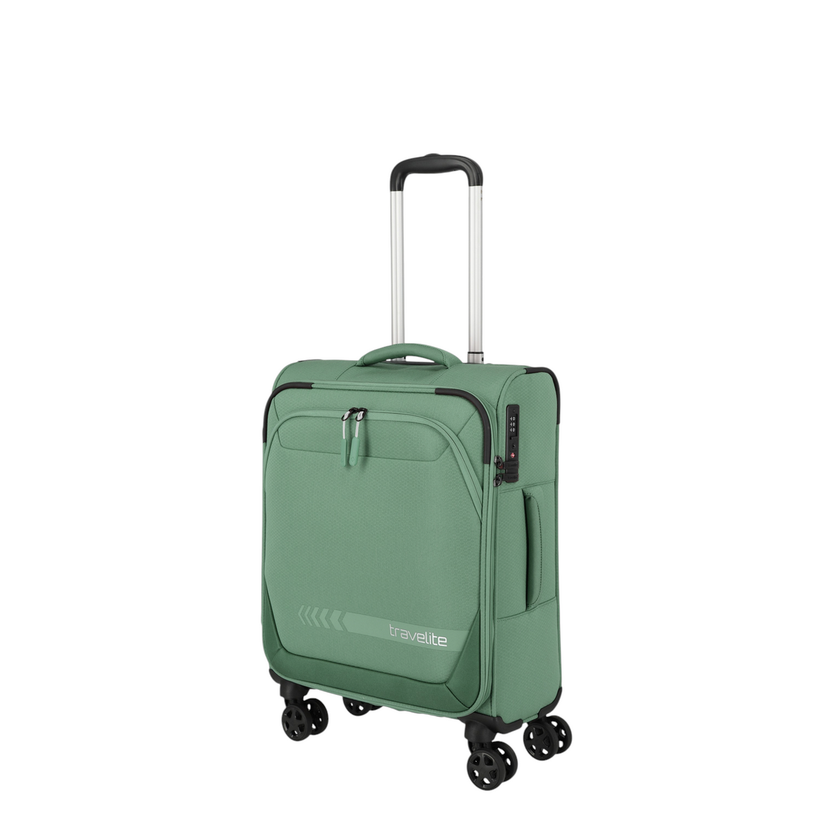 Lieblingstasche Kick Off Trolley 4w S in sage green with four wheels, telescopic handle, and integrated TSA lock.