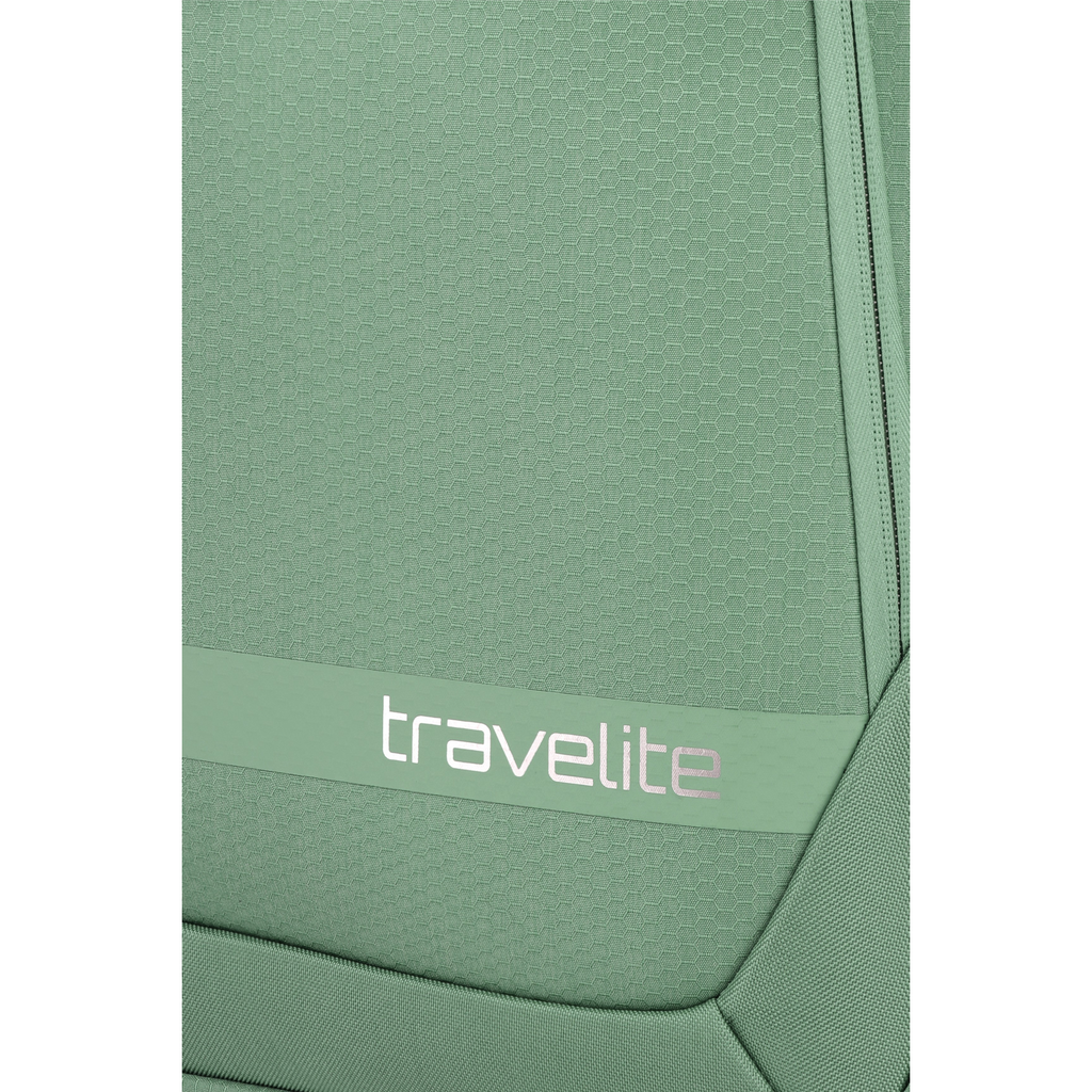 Lieblingstasche Kick Off medium expandable trolley suitcase in sage green with a textured honeycomb pattern