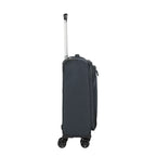 Lieblingstasche KICK OFF 4-wheel trolley suitcase in dark grey, side view with extended telescopic handle