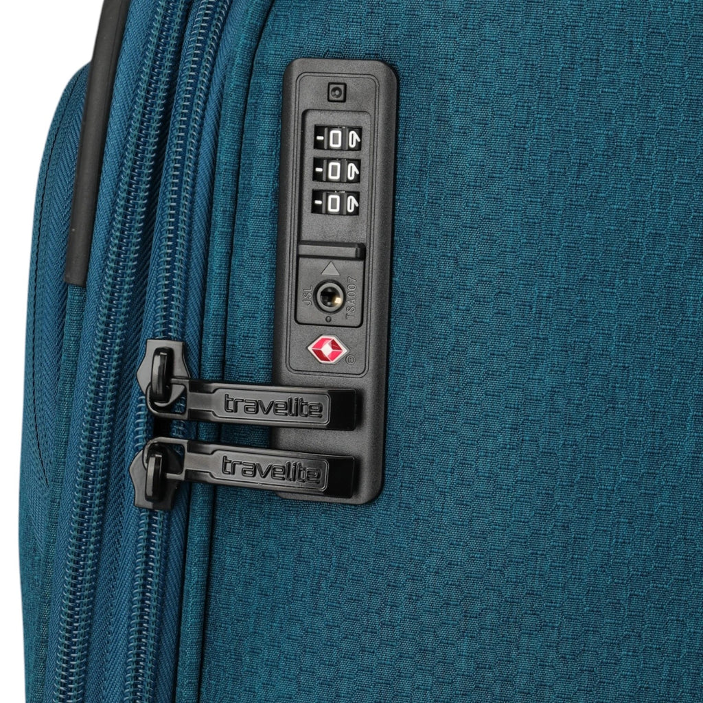 Lieblingstasche KICK OFF trolley suitcase in petrol blue with integrated TSA combination lock and zipper pulls