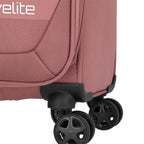 Lieblingstasche KICK OFF trolley suitcase in dusty rose featuring durable black spinner wheels and fabric texture