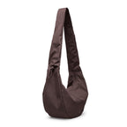 Lieblingstasche large brown Moon Bag with a ruffled shoulder strap and minimalist hobo silhouette