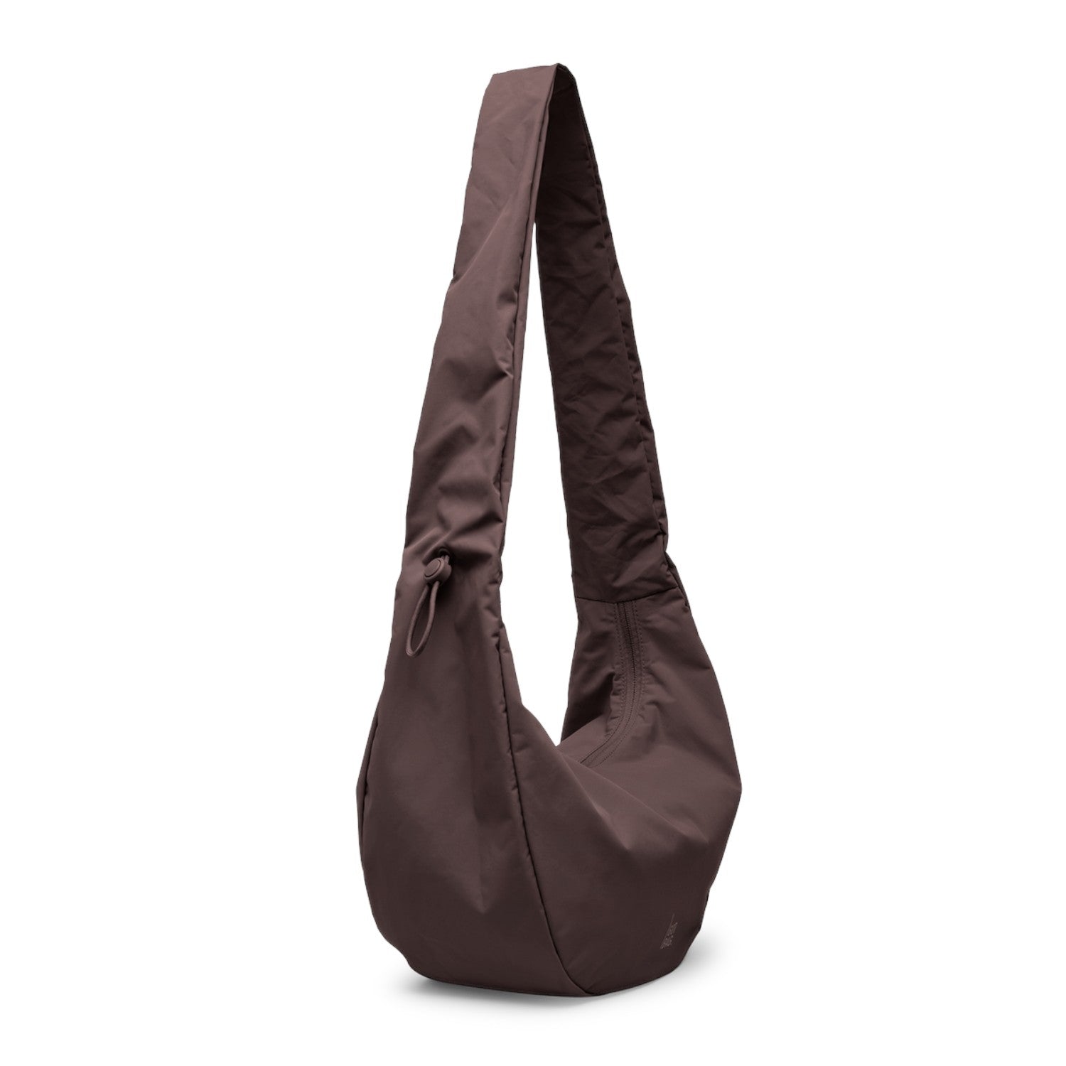 Lieblingstasche large brown Moon Bag with a ruffled shoulder strap and minimalist hobo silhouette