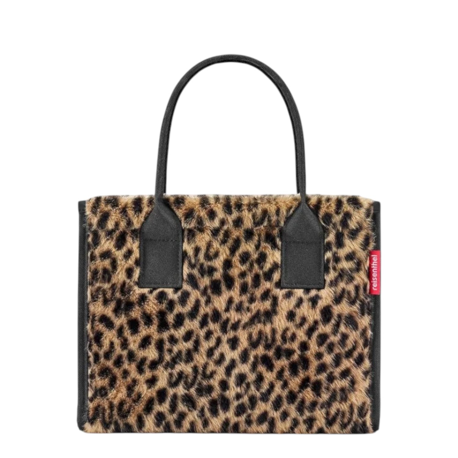 Lieblingstasche Daily Shopper XS in leopard print faux fur with black handles and trim