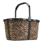 Lieblingstasche Carrybag shopping basket with a stylish leopard print faux fur finish and black aluminium handle.