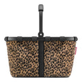 Lieblingstasche Carrybag shopping basket with a leopard print faux fur finish and a sturdy black aluminium handle.