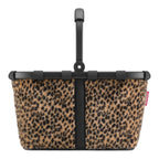 Lieblingstasche Carrybag shopping basket with a leopard print faux fur finish and a sturdy black aluminium handle.