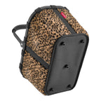 Lieblingstasche Carrybag shopping basket with a leopard print fabric body and black base with protective feet