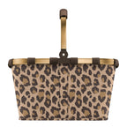 Lieblingstasche Carrybag shopping basket with a brown leopard print pattern and a sturdy gold aluminium handle