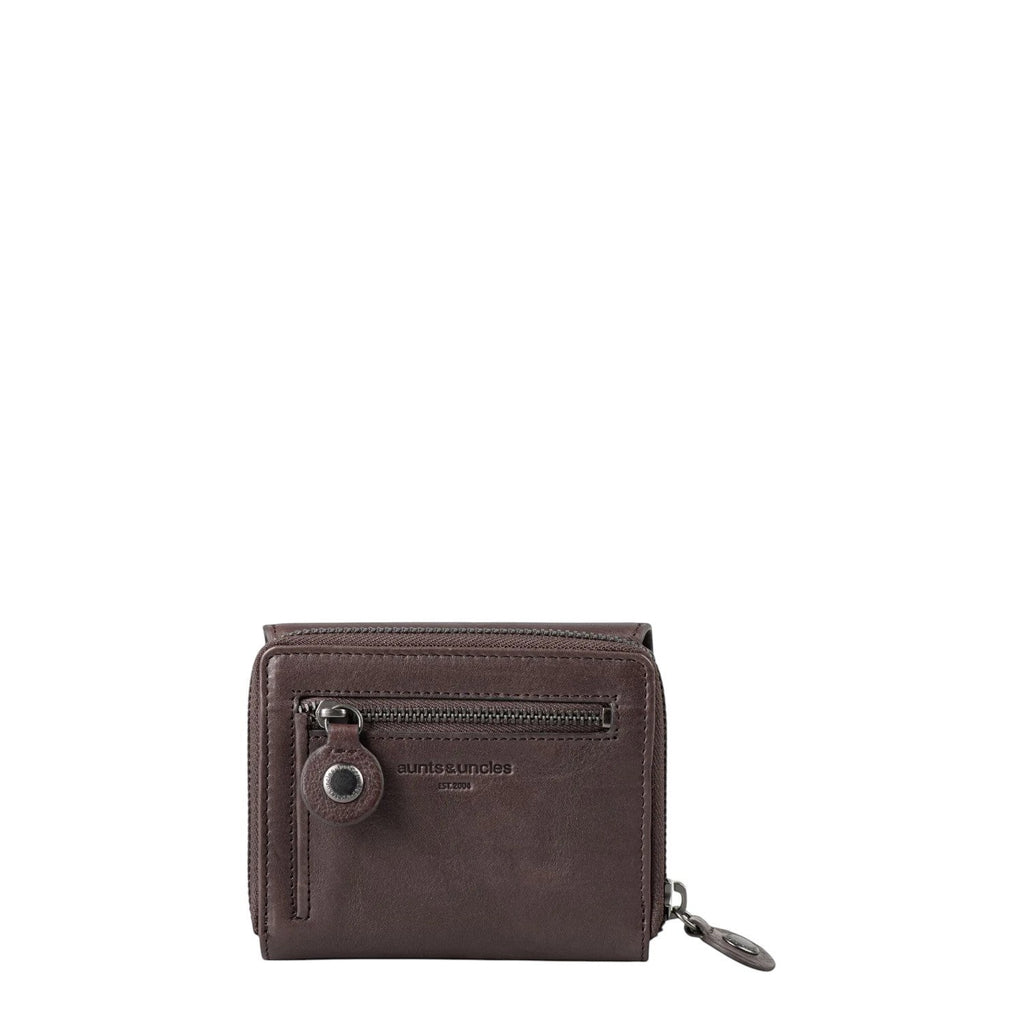 Lieblingstasche Lesley brown leather wallet with a front zip pocket and metal hardware details.