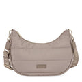Lieblingstasche Lifetime Buddy M quilted beige nylon hobo bag with branded shoulder strap and gold hardware