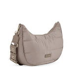 Lieblingstasche Lifetime Buddy M hobo bag in taupe quilted nylon with branded adjustable shoulder strap