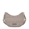 Lieblingstasche Lifetime Buddy S crescent-shaped taupe quilted nylon crossbody bag with adjustable strap